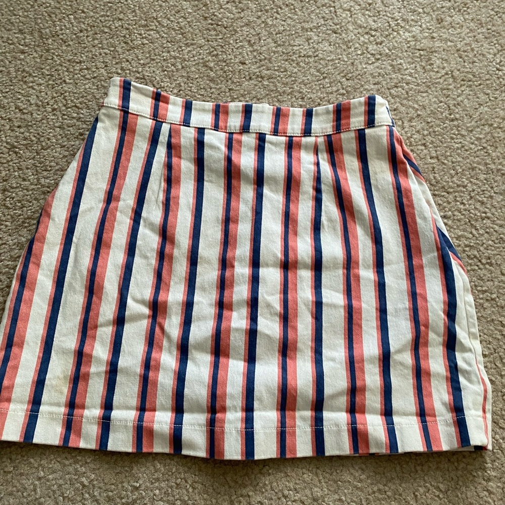 Striped button up mini skirt